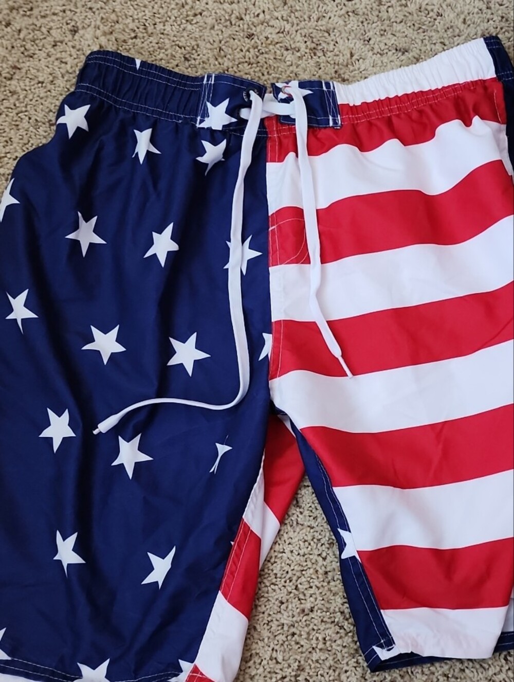 Men's Athletic Swim Shorts - Stars & Stripes Red, White & Blue